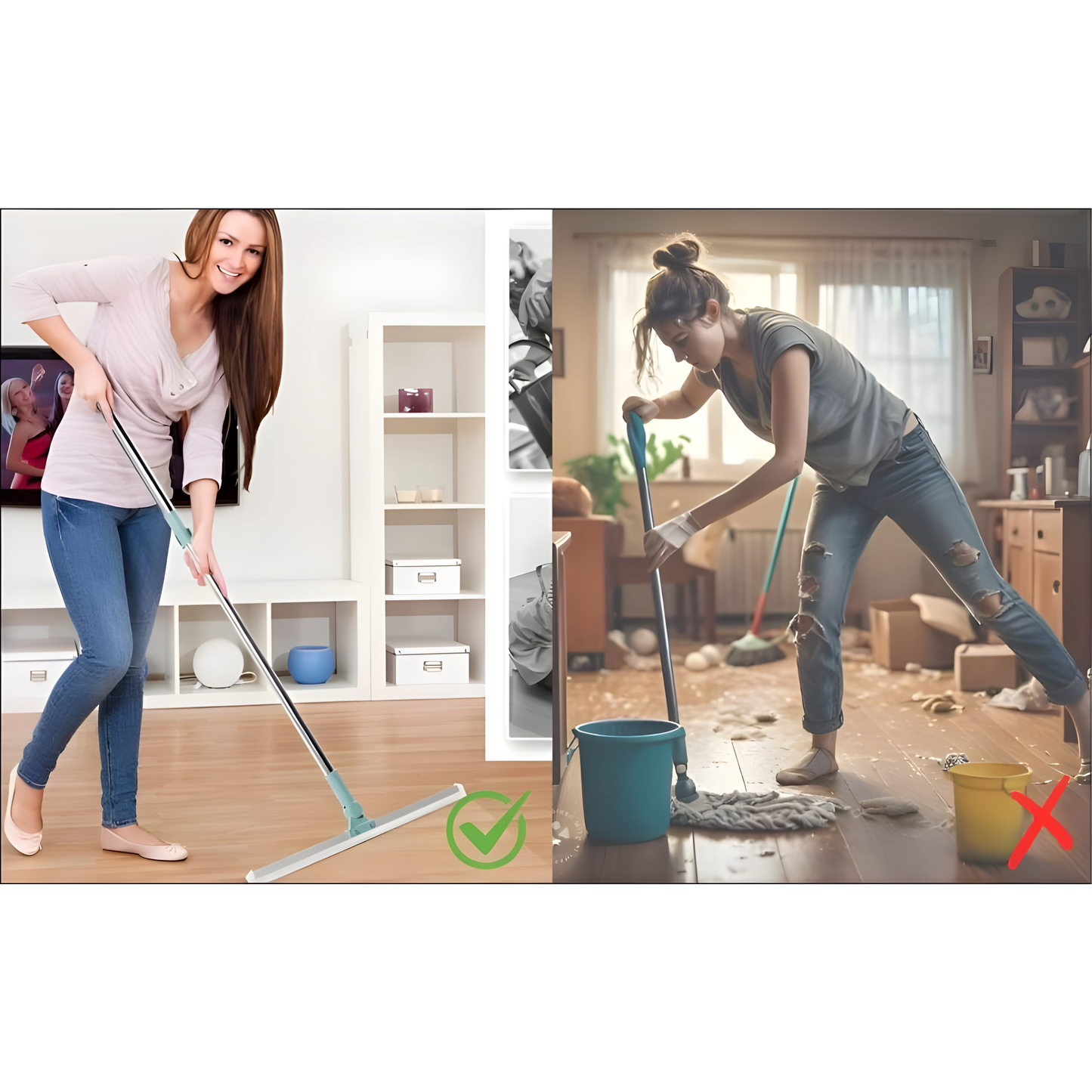 Magic Wiper Elite Series – Telescopic 40″ Handle, Floor & Glass Cleaning in One Wipe by Mychoice