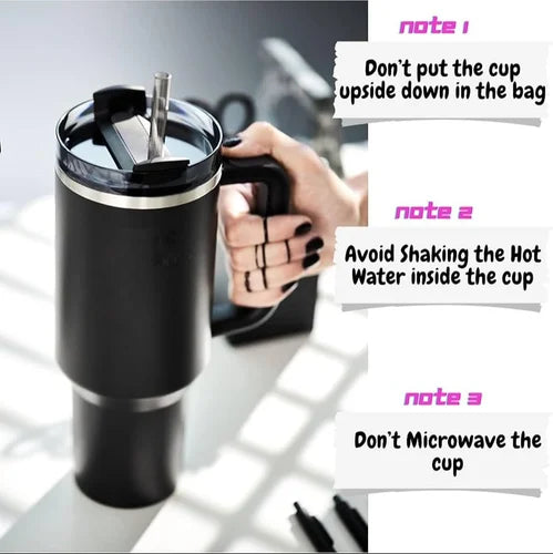 Stainless Steel Tumbler - 1200ml with Straw & Transparent Cap