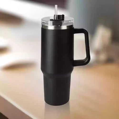 Stainless Steel Tumbler - 1200ml with Straw & Transparent Cap