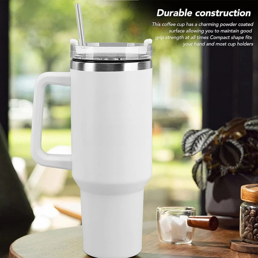 Stainless Steel Tumbler - 1200ml with Straw & Transparent Cap