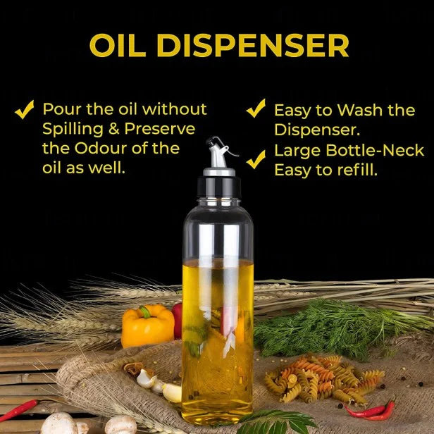 Combo of Oil Dispenser Bottle 1000ml + Oil Sprayer Glass Bottle 100ml