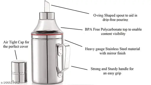 Stainless Steel (with Handle) 1000 ml Cooking Oil Dispenser (Silver)