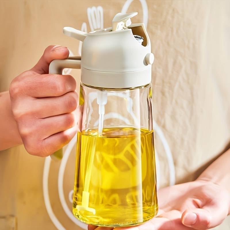 Portable Oil Dispenser – Glass Bottle with Dual Spray & Pour Function