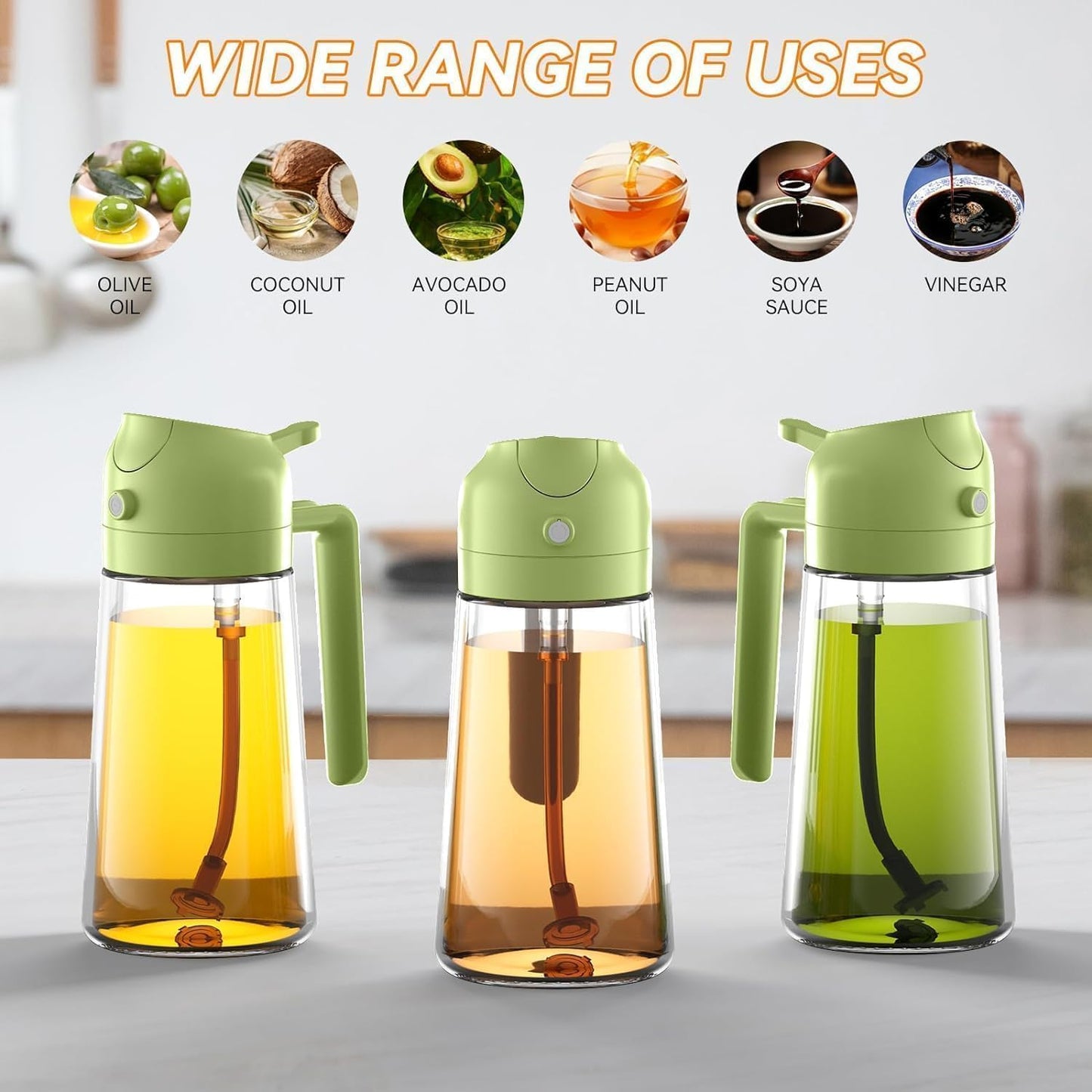 Portable Oil Dispenser – Glass Bottle with Dual Spray & Pour Function