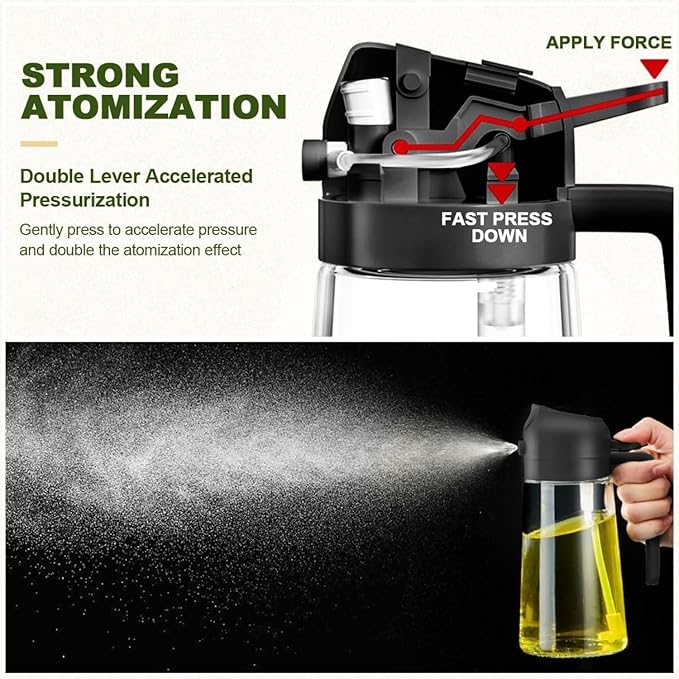 Portable Oil Dispenser – Glass Bottle with Dual Spray & Pour Function