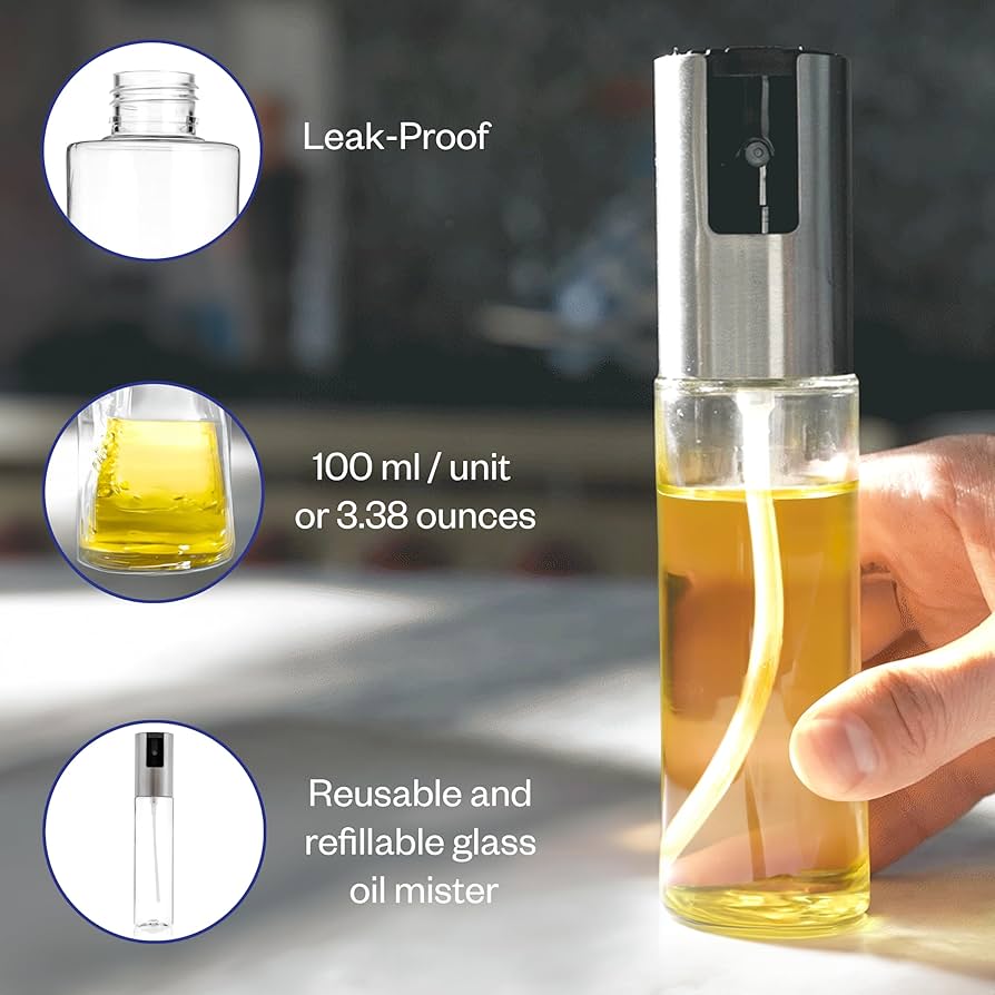 Combo of Oil Dispenser Bottle 1000ml + Oil Sprayer Glass Bottle 100ml