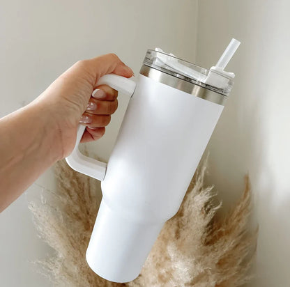 Stainless Steel Tumbler - 1200ml with Straw & Transparent Cap